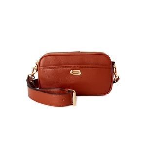 Time and Tru Women’s Annamarie Faux Leather Crossbody Handbag, Brown